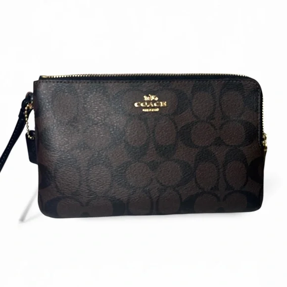 Coach Brown Signature Monogram Shoulder Bag with Large Corner Zip Wristlet - Picture 9 of 14